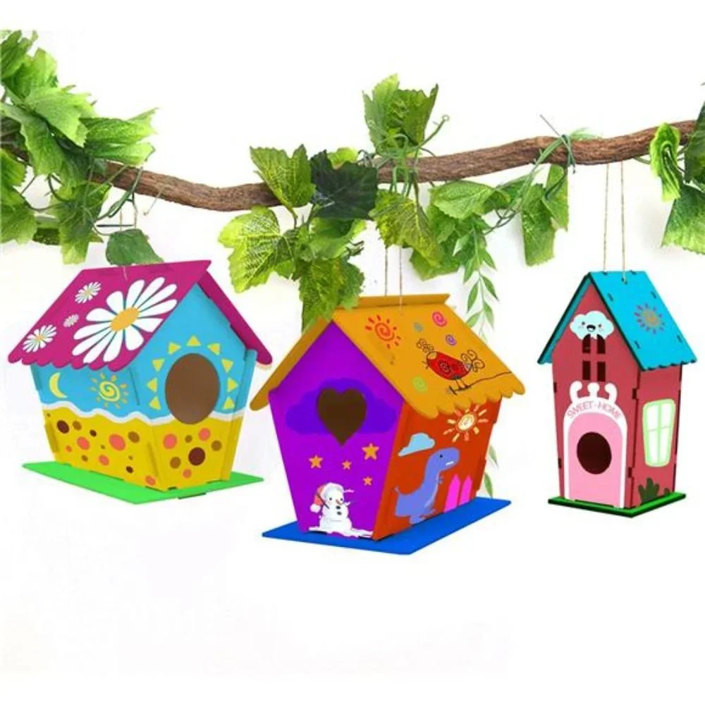 4 Pack Bird House Crafts for Kids Ages 5-8 8-12, Buildable DIY Birdhouse Kit